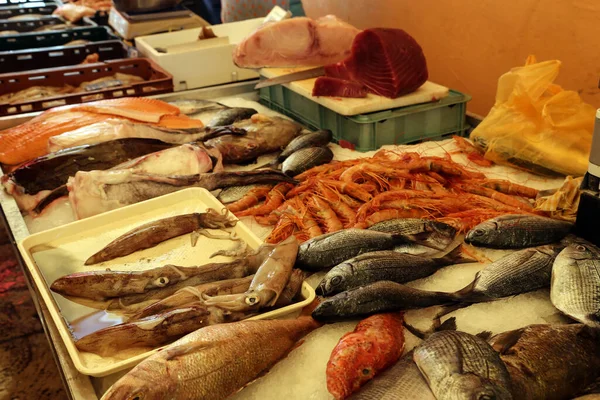 Close Tipos Peixes Marinhos Mercado Peixes Croácia — Fotografia de Stock
