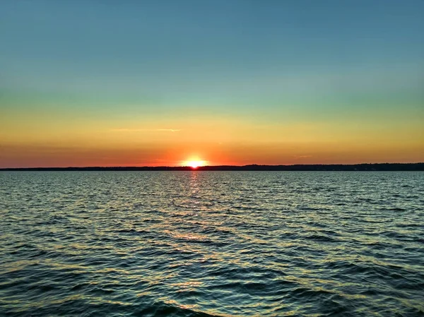 Vackra Vistula Lagunen Vid Solnedgången Sommaren — Stockfoto