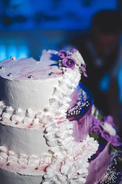 Una Toma Vertical Pastel Boda Bellamente Decorado — Foto de Stock