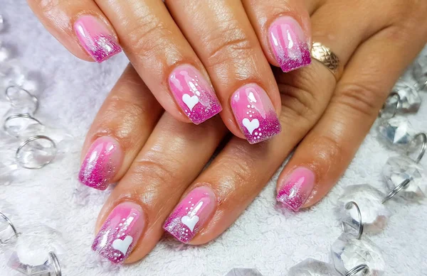 Una Foto Vista Superior Una Mujer Con Moderna Manicura Gel —  Fotos de Stock