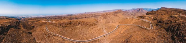 Panoramatický Pohled Dlouhou Cestu Přes Poušť Gran Canaria — Stock fotografie