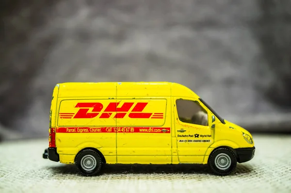 Poznan Poland Oct 2020 Yellow Siku Toy Model Dhl Delivery — Stock Fotó