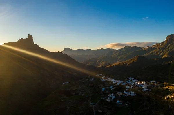 Spanyol Gran Canaria Szigetek Hegyeire Házaira Néző Antenna — Stock Fotó