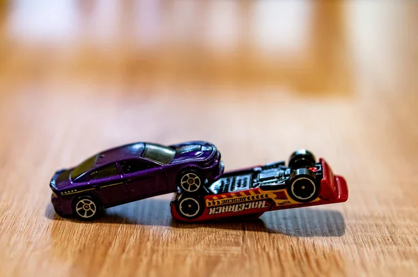 Poznan Polsko Října 2020 Dvě Mattel Hot Wheels Modely Hraček — Stock fotografie