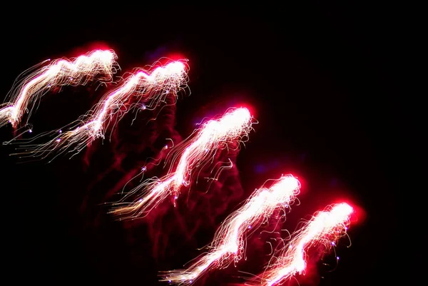 Belo Tiro Oof Brilhante Rosa Neon Fogos Artifício Listras Luz — Fotografia de Stock