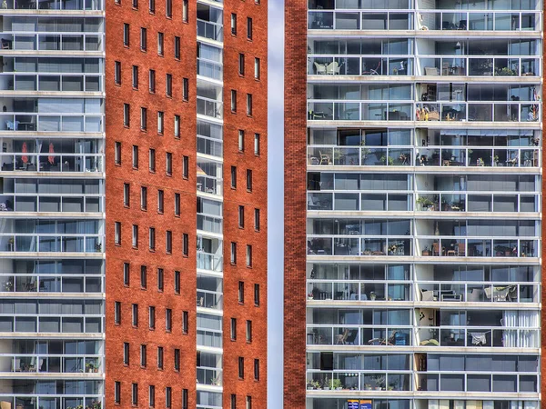 Moderno Edificio Apartamentos Con Balcones Paredes Cristal Rotterdam Alemania — Foto de Stock