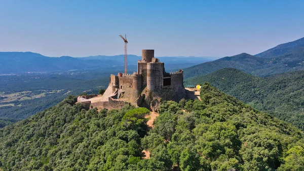 Aerial View Montsoriu Castle Mountains Girona Spain — Stock Photo, Image