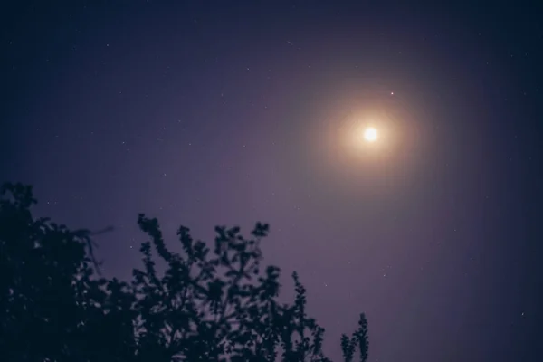 Luna Brillando Cielo Oscuro Noche Ideal Para Fondos Pantalla —  Fotos de Stock