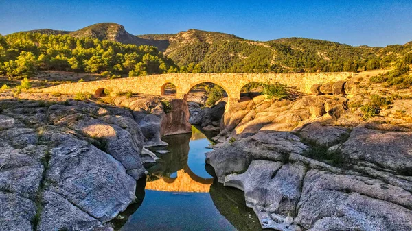 Táj Folyó Erdő Teruel Spanyolország — Stock Fotó