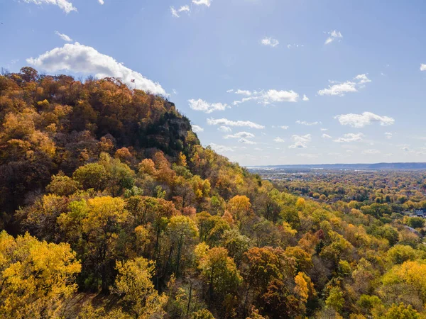 Krajina Kopců Obklopená Podzimními Stromy Crosse Wisconsin — Stock fotografie