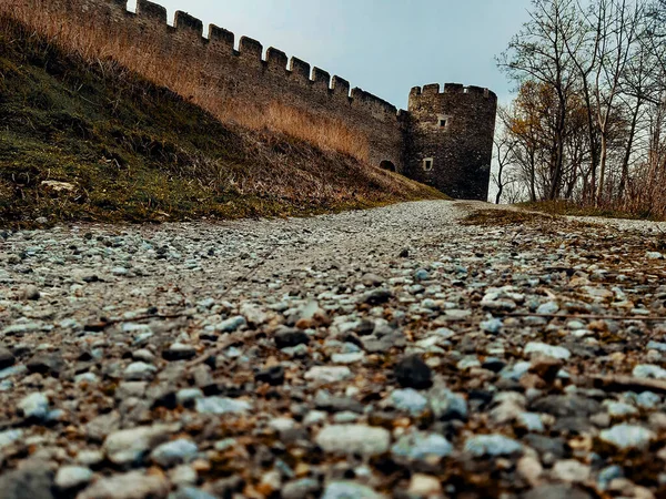 Colpo Angolo Basso Vecchio Castello Giorno Autunno — Foto Stock