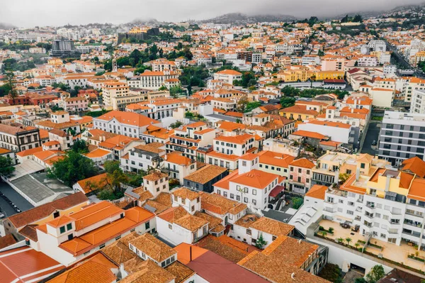 Légi Felvétel Házak Funchal Óvárosában Portugália — Stock Fotó