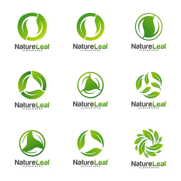 Diseño del logotipo de Circle Leaf Plantilla vectorial. Naturaleza logo Diseño concepto — Vector de stock