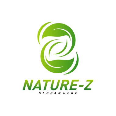 Doğa Z logosu Tasarım Vektör. İlk Z logo Şablonu. Yeşil Z logo konsepti. Simge Simgesi