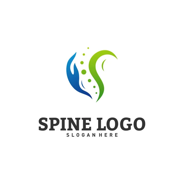 Spine Care vetor conceito de design logotipo. Modelo de logotipo quiroprático. Medical Spine Logo vetor — Vetor de Stock