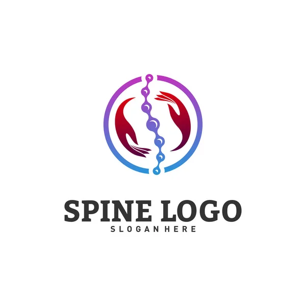 Spine Care vetor conceito de design logotipo. Modelo de logotipo quiroprático. Medical Spine Logo vetor — Vetor de Stock