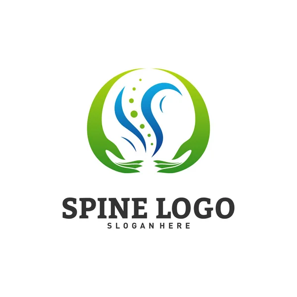 Vettore concettuale del logo Spine Care. Modello di logo chiropratico. Vettore del logo della colonna vertebrale medica — Vettoriale Stock