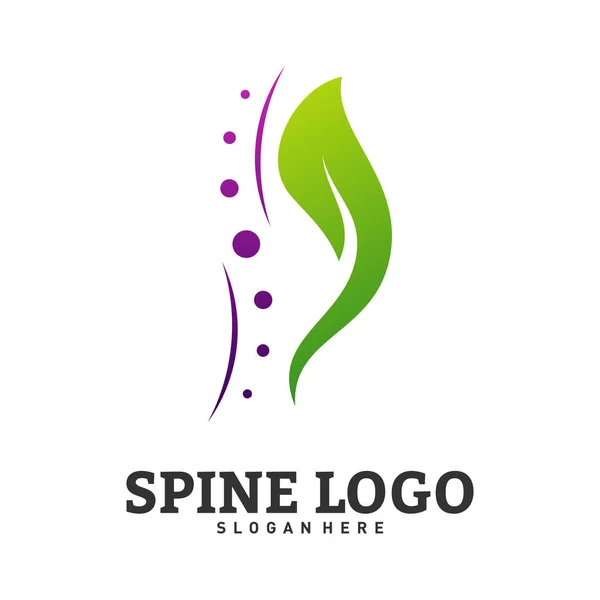 Natureza Spine logotipo conceito vetor de design. Modelo de logotipo quiroprático. Medical Spine Leaf Logo vetor — Vetor de Stock