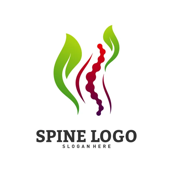 Natureza Spine logotipo conceito vetor de design. Modelo de logotipo quiroprático. Medical Spine Leaf Logo vetor — Vetor de Stock