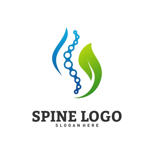 Natureza Spine logotipo conceito vetor de design. Modelo de logotipo quiroprático. Medical Spine Leaf Logo vetor — Vetor de Stock