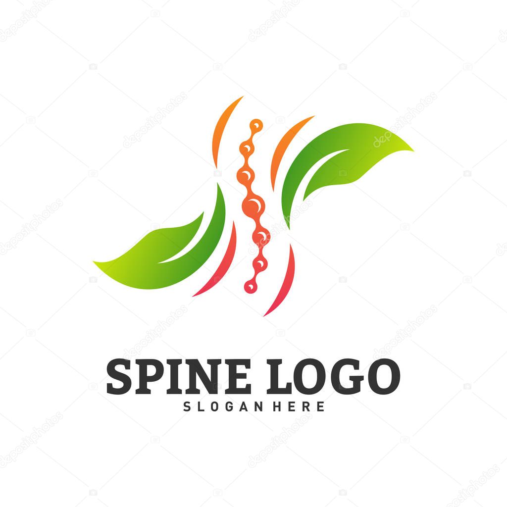 Nature Spine logo design concept vector. Chiropractic logo template. Medical Spine Leaf Logo vector
