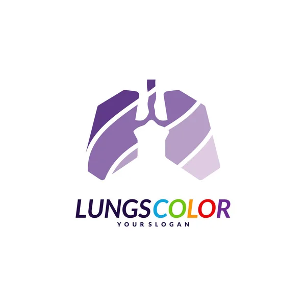 Logo poumons colorés Concept. Poumons avec vecteur de logo coloré. Modèle Icône Symbole — Image vectorielle