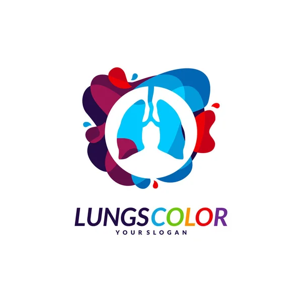 Kolorowe płuca logo Concept. Płuc z kolorowym logo Vector. Symbol szablonu ikona — Wektor stockowy