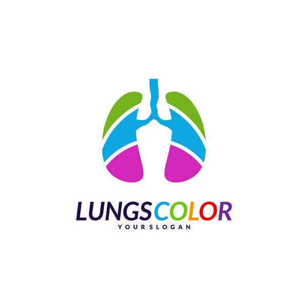 Logo poumons colorés Concept. Poumons avec vecteur de logo coloré. Modèle Icône Symbole — Image vectorielle