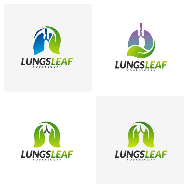 Ensemble de poumons Logo des soins de santé Conception Concept vectoriel. Modèle de logo icône Eco Lungs. Nature Lungs Logo Vector. Modèle de logo de feuille de poumons — Image vectorielle