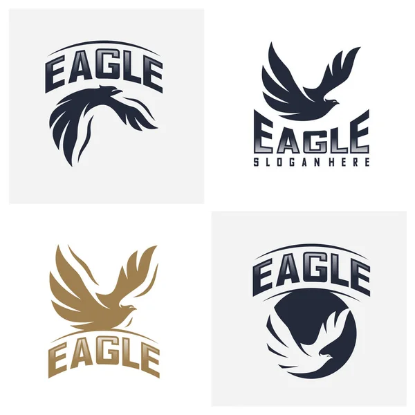Ensemble de Eagle Logo Design Vector. Modèle de logo Aigle volant. Symbole icône — Image vectorielle