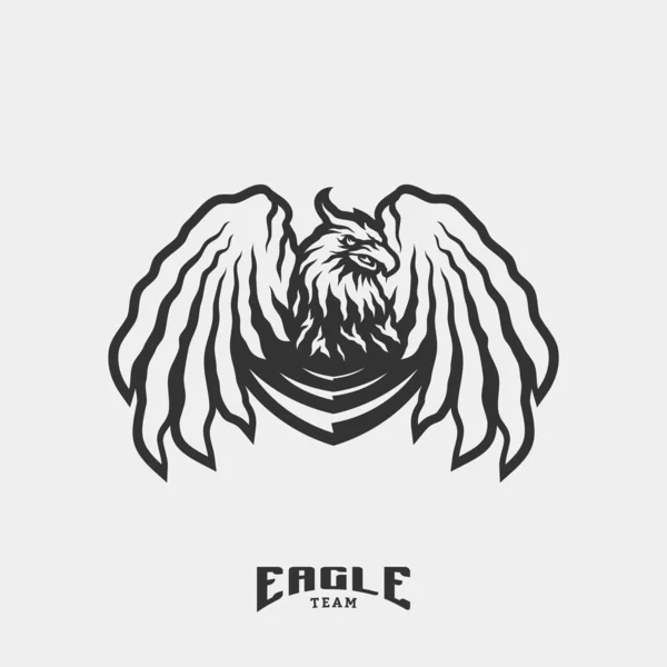 Eagle eSports Logo Design Vector. Concepts de logo de jeu de mascotte d'équipe d'aigle . — Image vectorielle