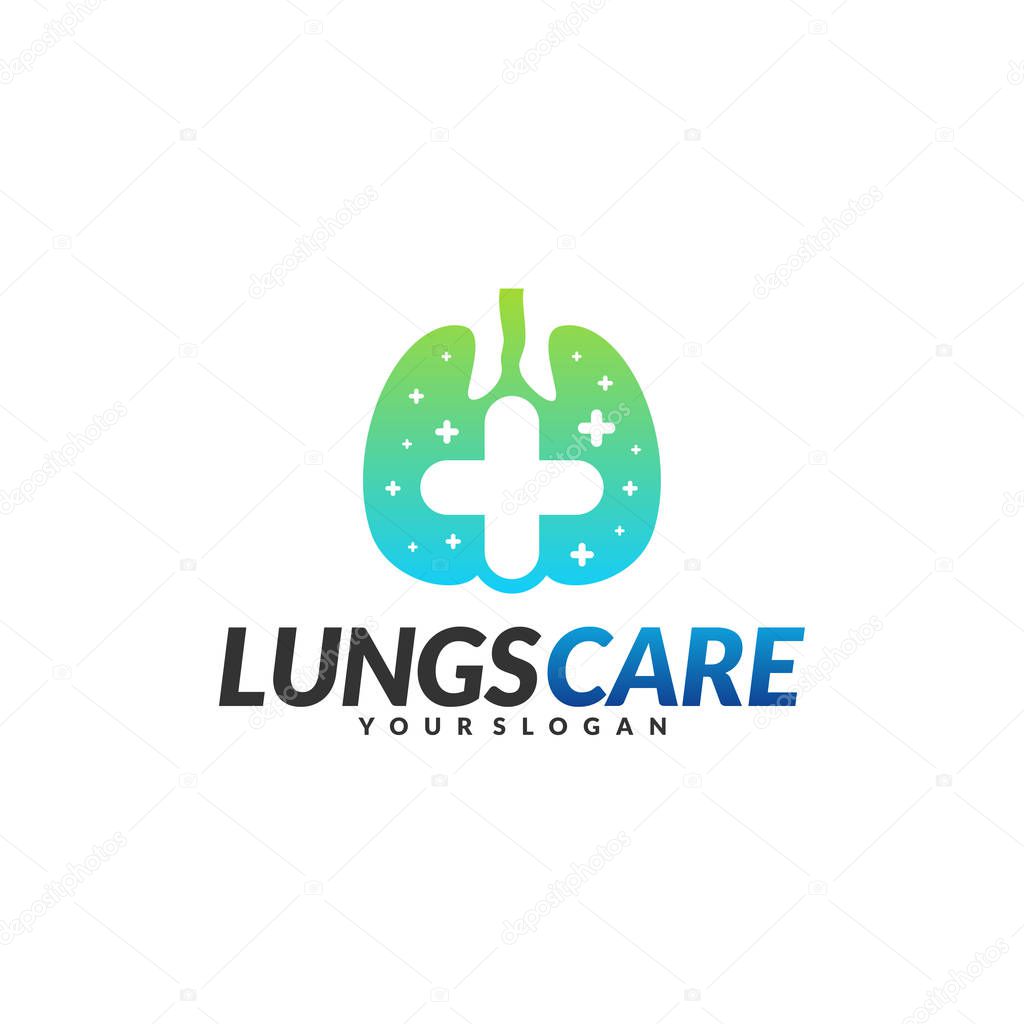 Lungs Health Care Logo Design Concept Vector. Lungs with Health icon logo template