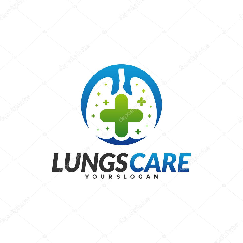 Lungs Health Care Logo Design Concept Vector. Lungs with Health icon logo template