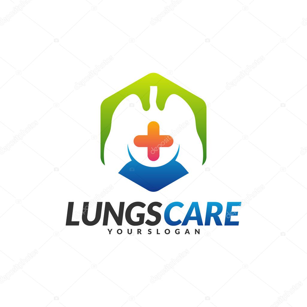 Lungs Health Care Logo Design Concept Vector. Lungs with Health icon logo template