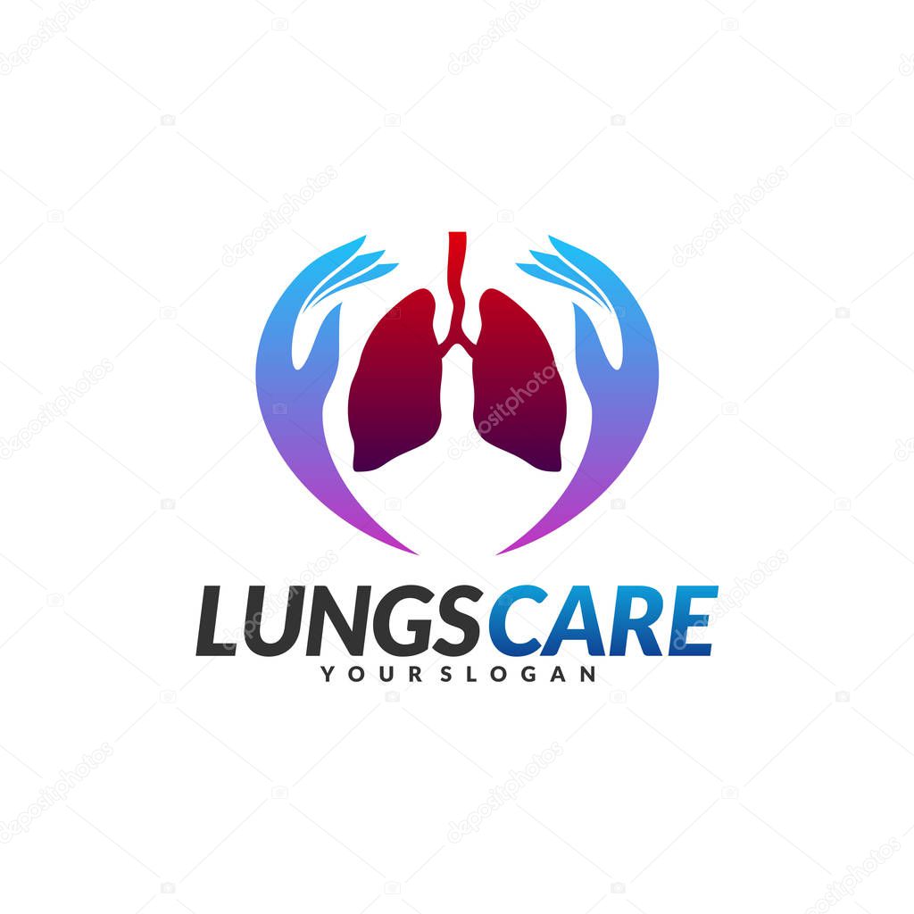 Lungs Health Care Logo Design Concept Vector. Lungs with Hand icon logo template