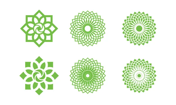 Conjunto de logotipo de la hoja de la naturaleza, logotipo del medio ambiente, diseños de plantillas de logotipo de ecología, Lotus Wellness Logo Design Template Element — Vector de stock