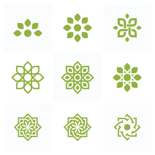 Set di Lotus Wellness Logo Design Template Element — Vettoriale Stock