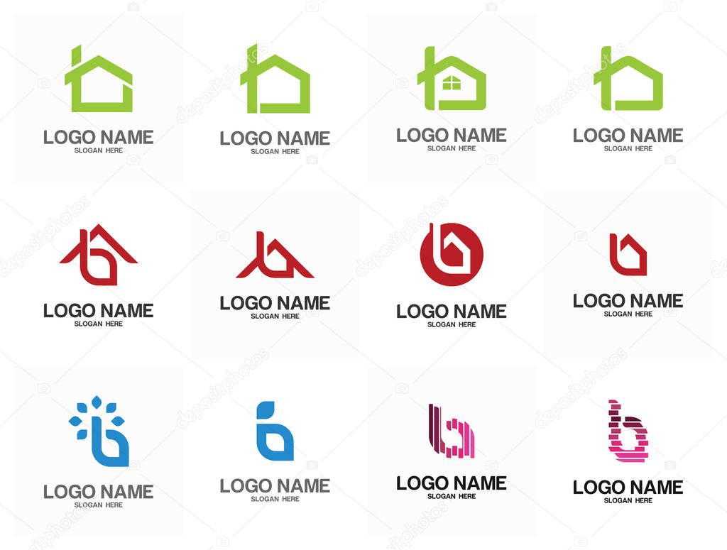 Set if Initial B logo vector, B design template