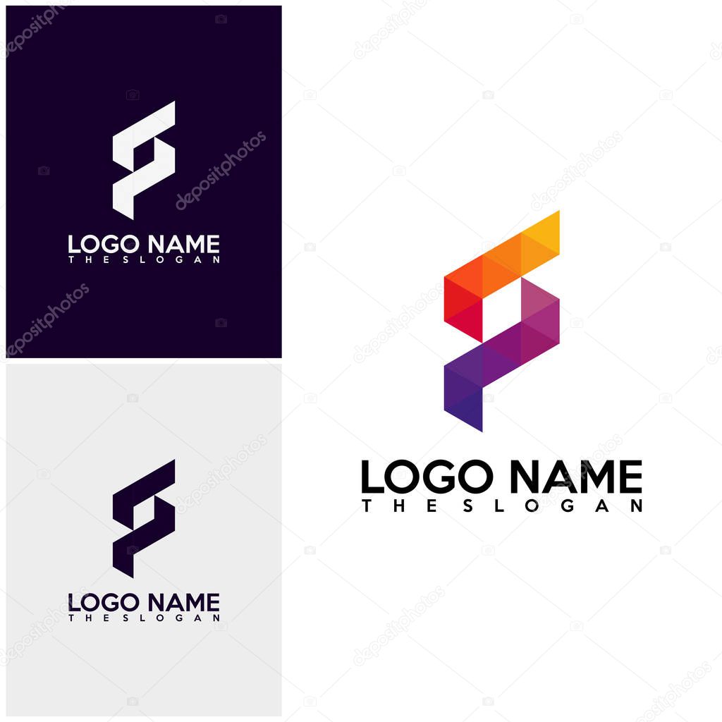 Initial PF logo vector, P logo template, Colorful logo