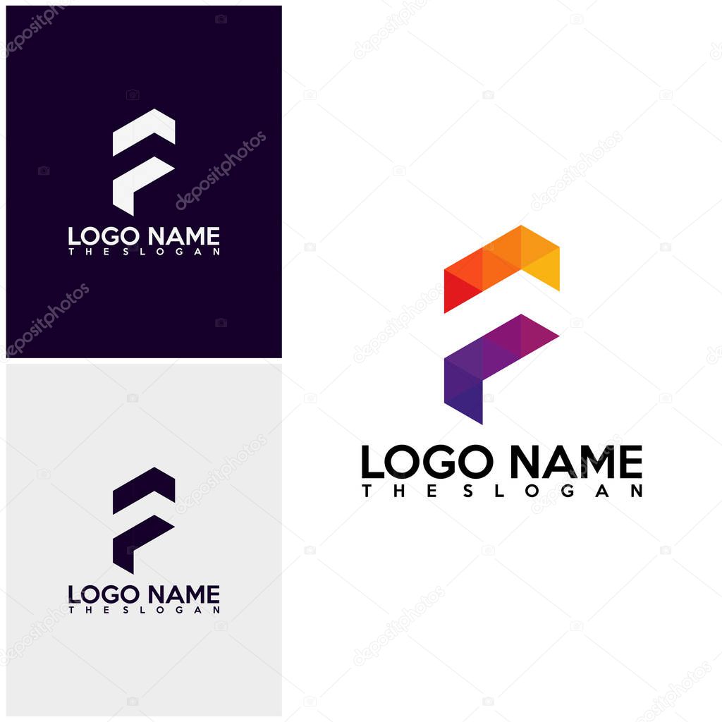 Initial PF logo vector, P logo template, Colorful logo