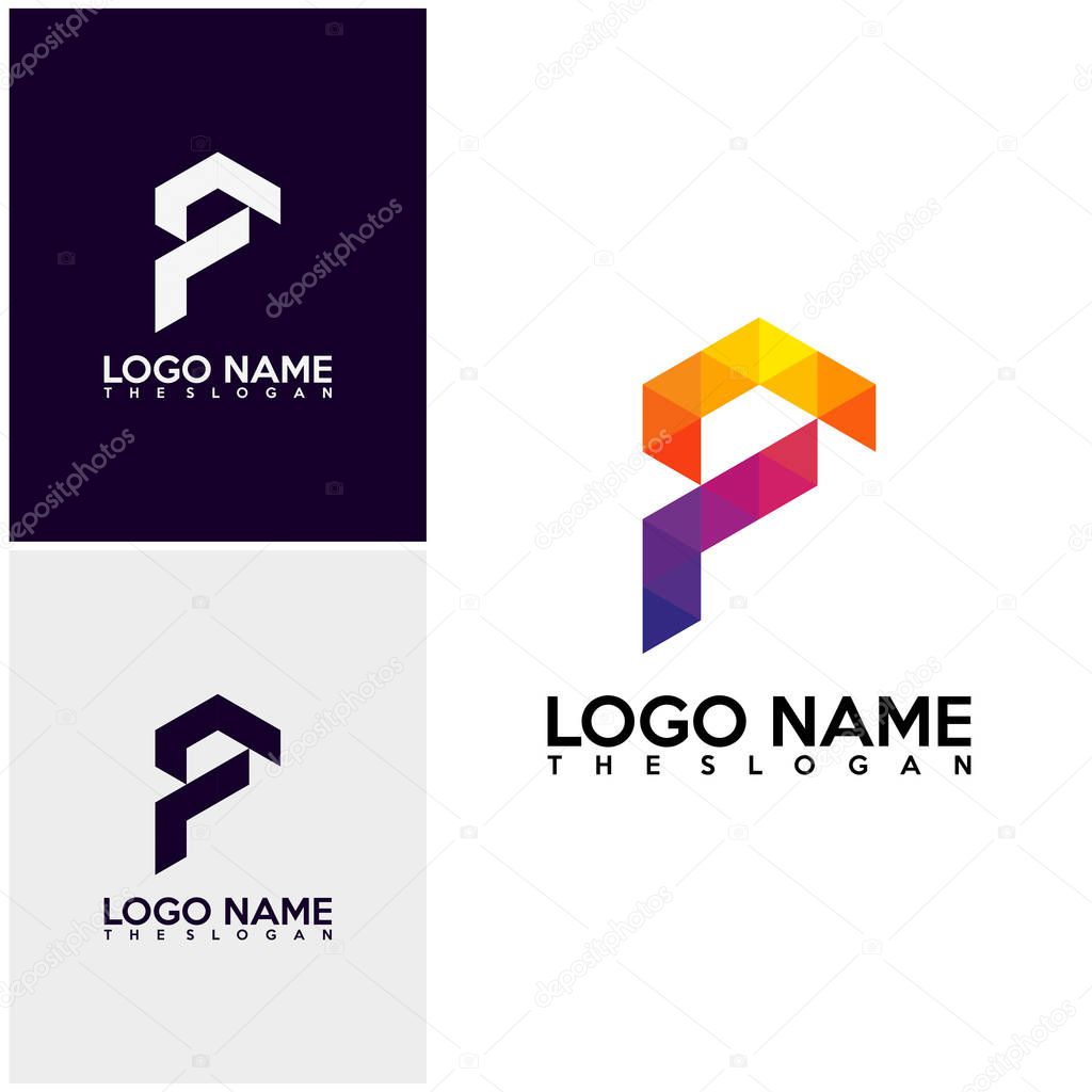 Initial PF logo vector, P logo template, Colorful logo