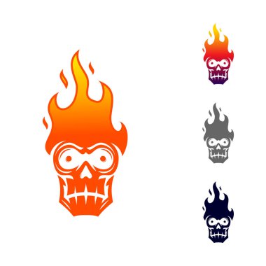 Skull with Fire logo tasarım vektör şablonu.