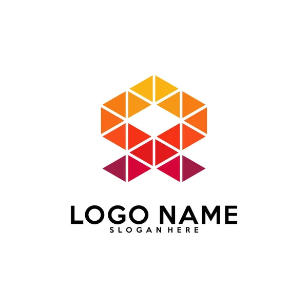 Gradiente Color Conjunto Triángulos Con Nombre Del Logotipo Aislado Sobre — Vector de stock
