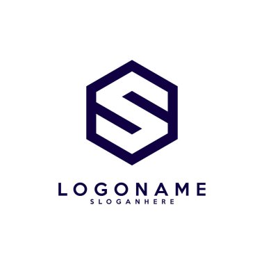 S harfinin baş harfleri. S kutusu logosu. Teslimat logosu. Altıgen S harfi