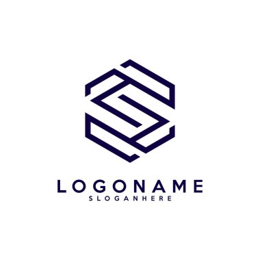 S harfinin baş harfleri. S kutusu logosu. Teslimat logosu. Altıgen S harfi