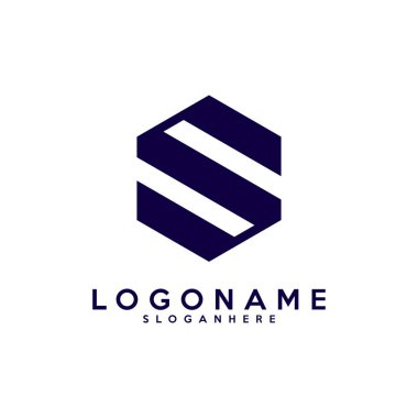 S harfinin baş harfleri. S kutusu logosu. Teslimat logosu. Altıgen S harfi