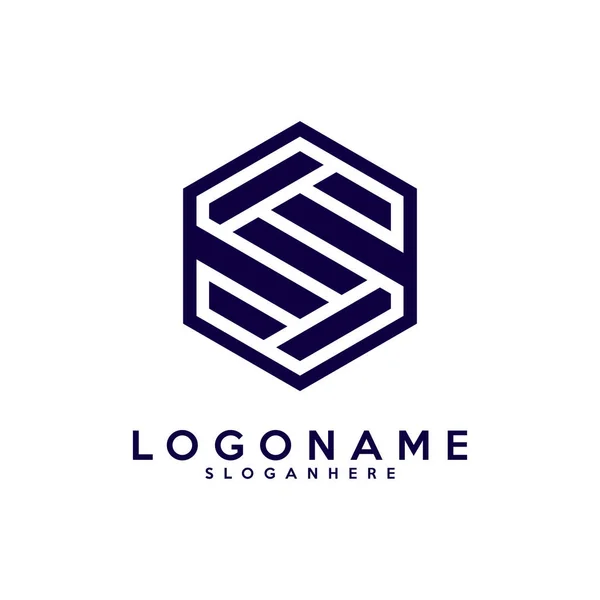 Monogramma Iniziale Box Logo Logo Consegna Lettera Esagono — Vettoriale Stock