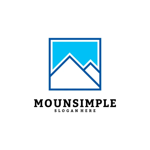Simple mountain logo vector template design, mount in box, A-initial logo. — Stock Vector