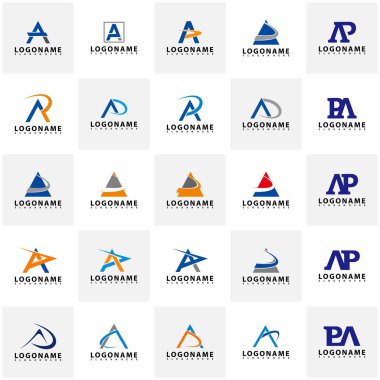Yaratıcı Modern Trendy Tipografi, Ar Letter Logo vektör ile Ap Letter Logo Tasarım Seti.