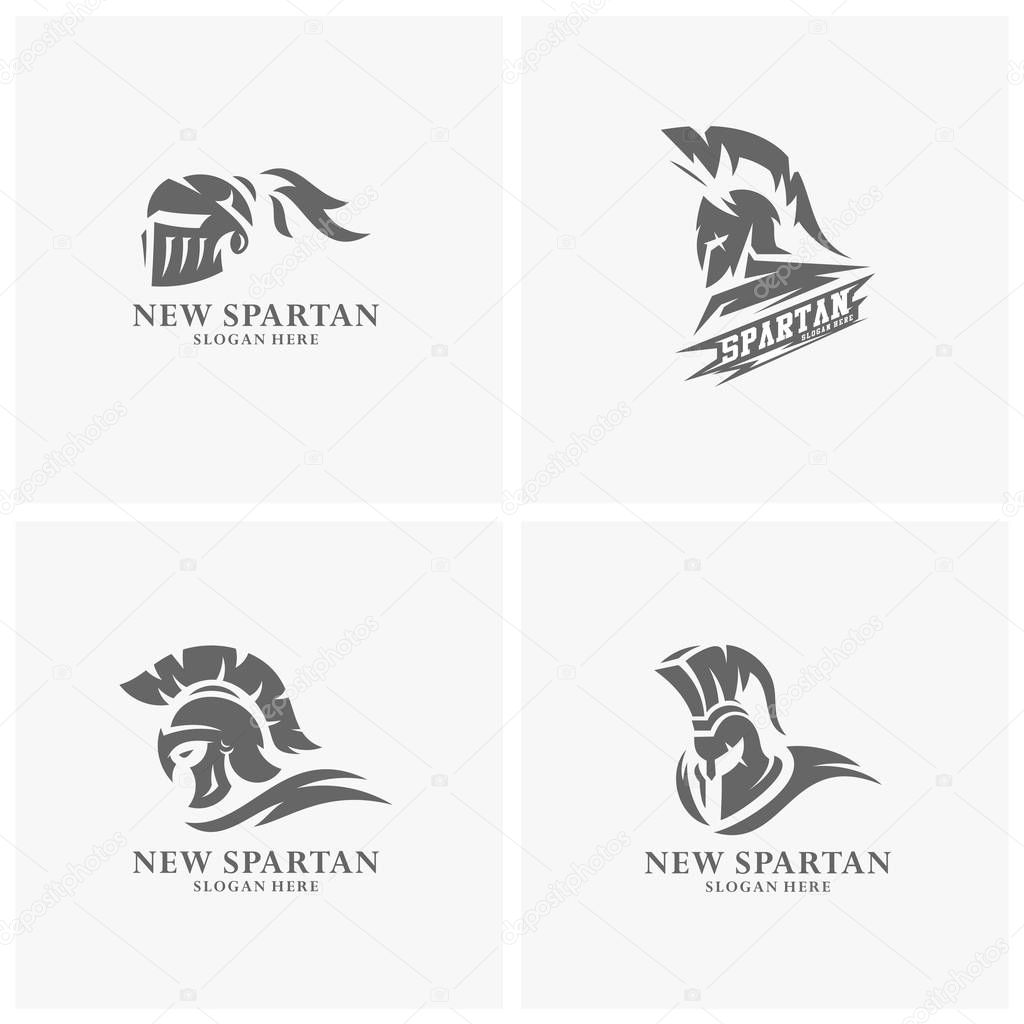 Set of Spartan warrior logo design vector illustration. Warriors sport team logo design.